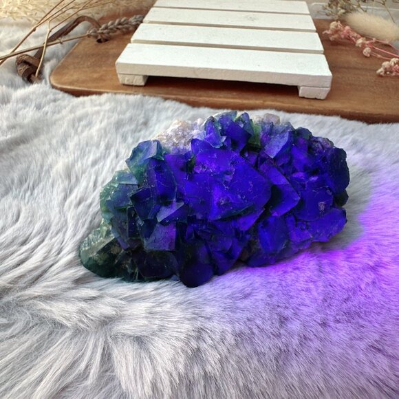 Gorgeous UV Reactive Madagascan Raw Fluorite Cluster Specimen - Picture 2 of 10